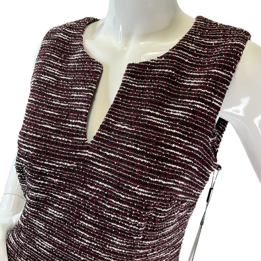 Karl Lagerfeld Paris Dress Womens Size 8 Maroon Black Tweed Sleeveless Zip Nwt - Picture 2 of 9